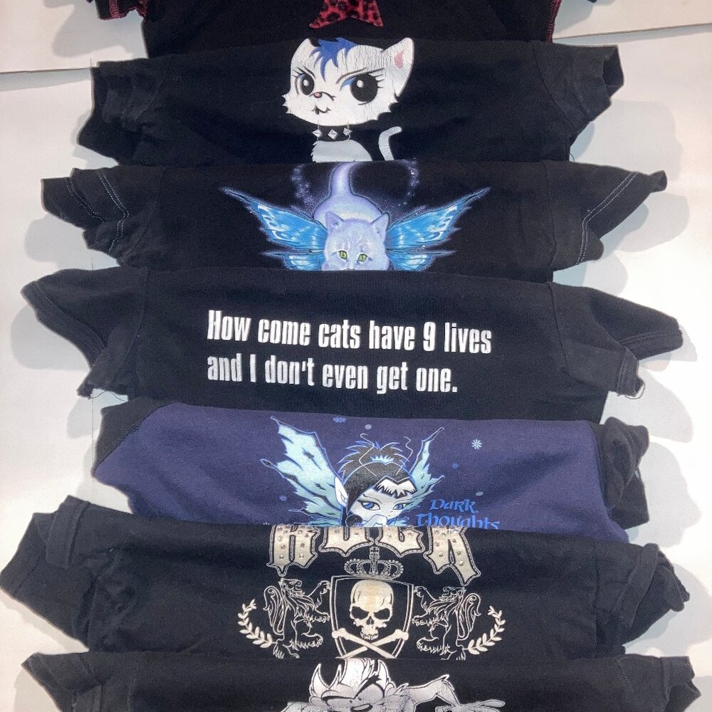 Bundle 7 Vintage Alternative Womens Small Black Shirts